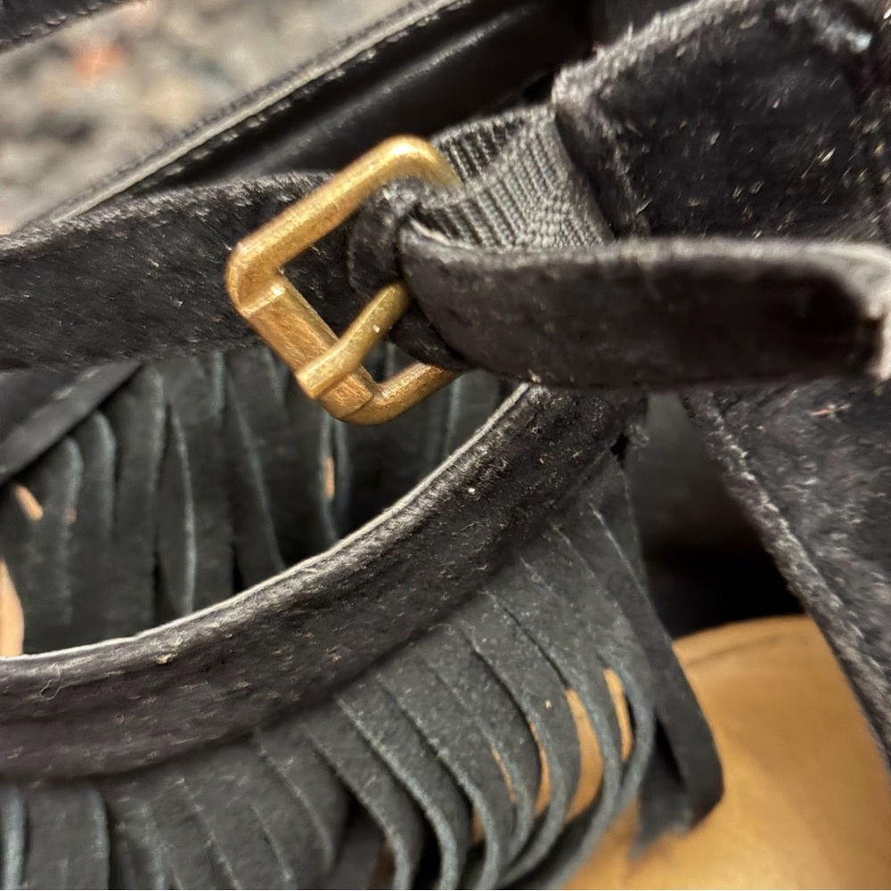 Fringed Suede Block Heels - Picture 5 of 8